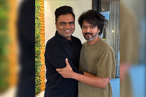 Varisu director Vamshi with actor Vijay
