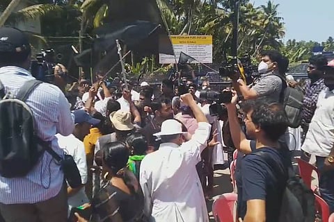 Fisherfolk protesting against the upcoming port in Vizhinjam