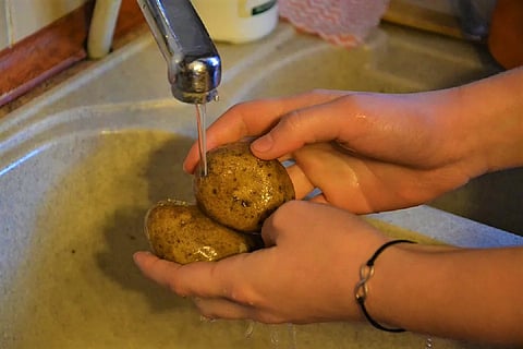 Are you washing vegetables in soap water? It may do more harm than good