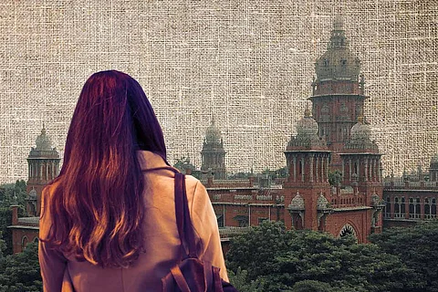 A woman facing a court