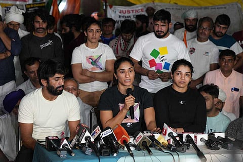 Protesting Olympian Indian wrestlers