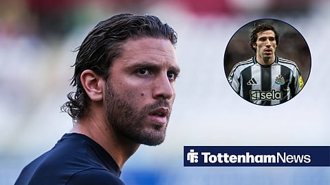 Manuel Locatelli looking at a circular inset of Newcastle United midfielder Sandro Tonali.