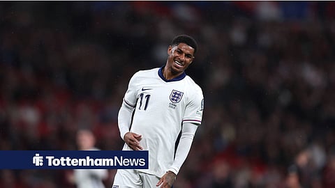Marcus Rashford playing for England against Albania in March 2025.