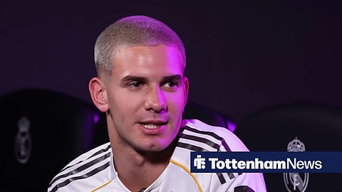 Franco Mastantuono speaks to Real Madrid's media team.
