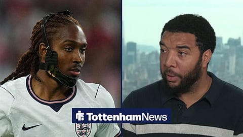 Djed Spence in action for England and Troy Deeney.