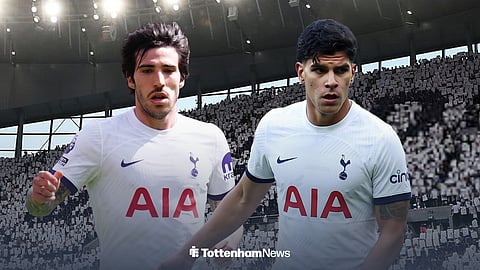 Sandro Tonali and Mateus Fernandes in Tottenham kits