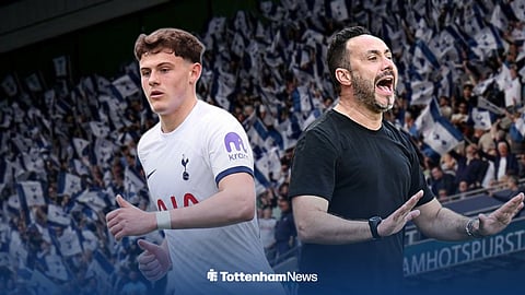 Will Lankshear and Tottenham boss Roberto De Zerbi.