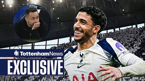 Tottenham boss Roberto De Zerbi and Omar Marmoush