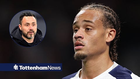 Roberto De Zerbi at the Tottenham Hotsupur Stadium and Xavi Simons in a Tottenham Hotspur shirt