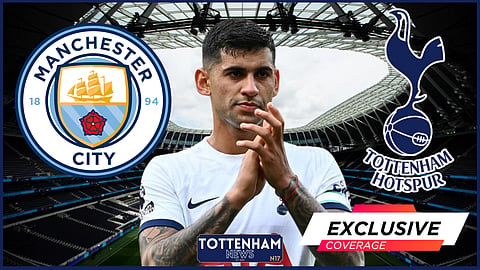 Tottenham defender Cristian Romero was spotted chatting with Pep Guardiola