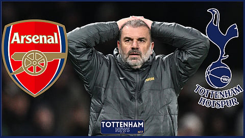 Ange Postecoglou is under pressure at Tottenham after Arsenal defeat. (Credit: Imago)