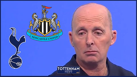 Mike Dean reacts to Tottenham v Newcastle United controversy. Credit: Sky Sports News