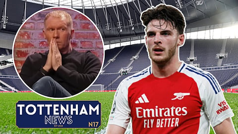Paul Scholes reacts as Declan Rice to Tottenham question posed. Credit: Imago / The Overlap YouTube