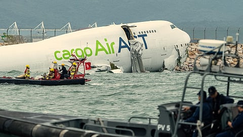 ACT Airlines 747 Freighter Veers Off Runway and Crashes into the Sea at Hong Kong Airport