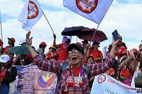 Supporters of Philippine president Ferdinand Marcos Jr attend the kick-off rally for the New Philippines movement at Quirino Grandstand in Manila on 28 January 2024.