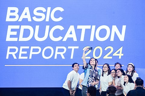 VICE President Sara Duterte takes a group picture following her delivery of the Basic Education Report 2024 at Sofitel Plaza in Pasay City on Thursday. She hailed the overhaul of the K-10 curriculum and the education infrastructure projects like school buildings that her department has finished.