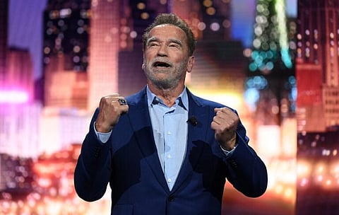 (FILES) US-Austrian actor and former Governor of California Arnold Schwarzenegger speaks about clean energy during the Consumer Electronics Show (CES) on January 4, 2023 in Las Vegas, Nevada. Hollywood action hero Arnold Schwarzenegger was held at Munich airport on January 17, 2024 for failing to declare an expensive watch, a customs spokesman told AFP. (Photo by Patrick T. Fallon / AFP)
