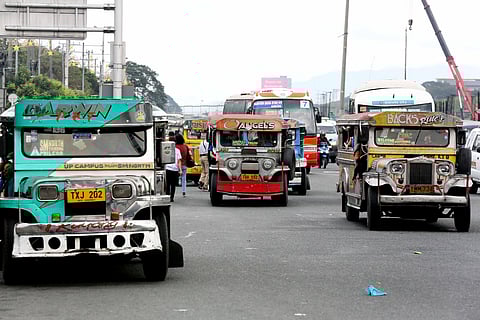 FILE: Jeepneys ply Philcoa and Commonwealth Avenue in Quezon City on Friday 12 January 2024.