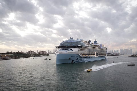 Royal Caribbean's "Icon of the Seas," billed as the world’s largest cruise ship, sails from the Port of Miami in Miami, Florida, on its maiden cruise on 27 January 2024.