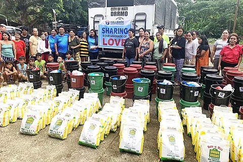Photo caption:
FLOOD-HIT FAMILIES GET AID. Some 284 families or 1,704 individuals from the host communities of Hallmark Mining Corporation, who were directly hit by the floods last week in Barangays Macambol and Cabuaya in Mati City, received relief goods in a series of distribution activities conducted from 20 to 22 January 2024. Mati City and the rest of Davao Oriental experienced heavy rains last week due to the shear line. (Contributed Photo)