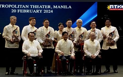 HONORING FILIPINO ARTISTS. President Ferdinand R. Marcos Jr. leads the awarding of the 16th Ani ng Dangal Awards to 26 Filipino talents in a ceremony at the Metropolitan Theater in the City of Manila on Tuesday (Feb. 20, 2024). In his speech, Marcos assured the Filipino artists that his administration is committed to creating a “nurturing environment” for them.
