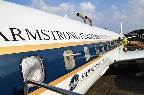 Starting this week in the Philippines, the US agency's DC-8 is flying for up to eight hours at a time -- sometimes just 15 meters (50 feet) from the ground -- to swoop up air particles for study.