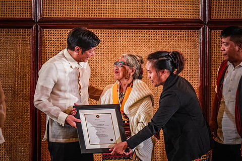 President Ferdinand Romualdez Marcos Jr. leads the awarding of outstanding government service workers and the presidential merit award to Apo Whang Od with Civil Service Commission Chairperson Karlo Alexei B. Nograles – Civil Service Commission on Wednesday, 14 February 2024 at Malacañang Palace.