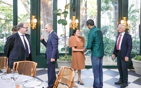 HISTORIC HOMES TOUR. First Lady Marie Louise “Liza” Araneta-Marcos greets foreign diplomats during a guided tour of the nation’s most historic homes within Malacañang on Wednesday (Feb. 20, 2024). The tour was a showcase of Filipino culture and is a part of the ongoing efforts of President Ferdinand R. Marcos to restore and preserve Philippine heritage sites.