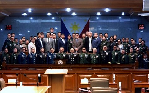 APPOINTED. Senate President Juan Miguel Zubiri (center) leads the confirmation of the ad interim appointments of the 46 generals/flag officers and senior officers of the Armed Forces of the Philippines on Wednesday (March 6, 2024). Zubiri also administered the oath of office of the new members of the Commission on Appointments -- Senators Joel Villanueva, Ramon Revilla, Ronald dela Rosa, and Raffy Tulfo.