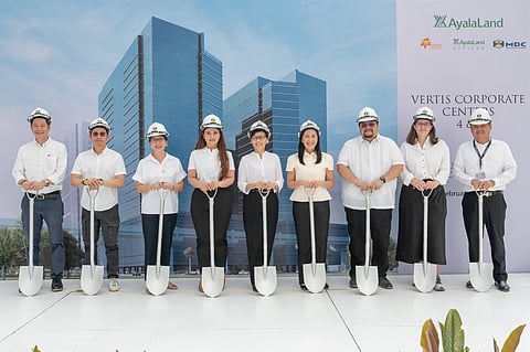 From left: Ayala Land Inc. SVP and Ayala Land Estates Group head Robert S. Lao, Ayala Land Inc. VP and External Affairs Division head Dindo R. Fernando, AREIT Inc. president and AyalaLand Offices head Carol T. Mills, Barangay Bagong Pag-asa, Quezon City chairwoman Chinggay A. Bilaos, Ayala Land, Inc. president and CEO Meean B. Dy, Quezon City Mayor Joy Belmonte, Quezon City Office of the Mayor Action Officer Ollie Belmonte, Ayala Land, Inc. SVP and head of Leasing and Hospitality Mariana Zobel de Ayala, and Ayala Land Inc. Construction Management Group head Darwin Salipsip.
