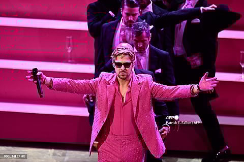 Canadian actor Ryan Gosling performs "I'm Just Ken" from "Barbie" onstage during the 96th Annual Academy Awards at the Dolby Theatre in Hollywood, California on 10 March 2024.