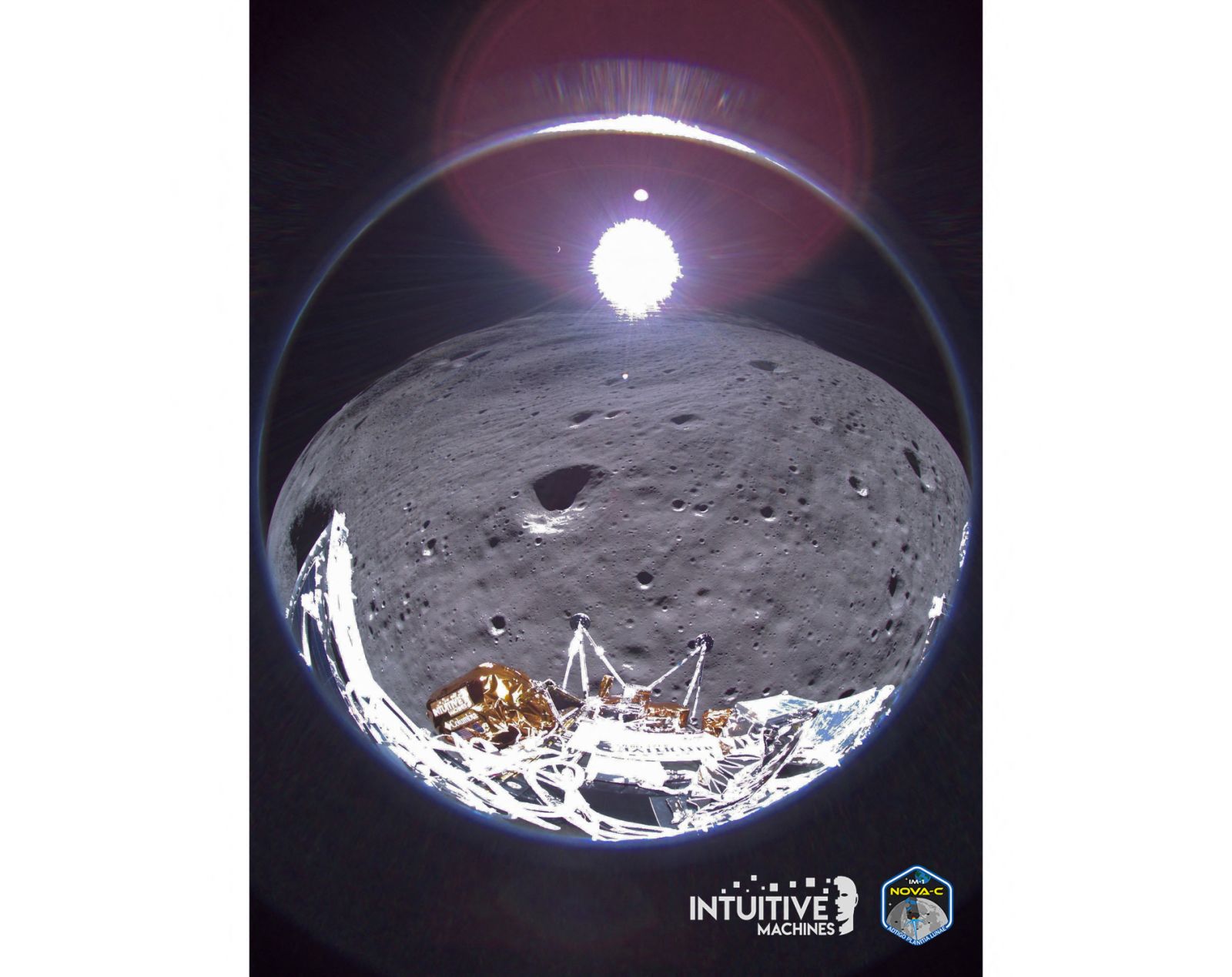 Lights out Intuitive Machines’ Odysseus lunar lander sent this farewell transmission last 22 February (received only on the 29th of the month) before its power was depleted. Photo shows the crescent Earth in the background viewed from the lunar surface.