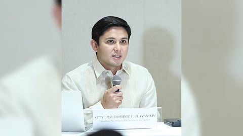 Justice Assistant Secretary and spokesperson Jose Dominic Clavano IV