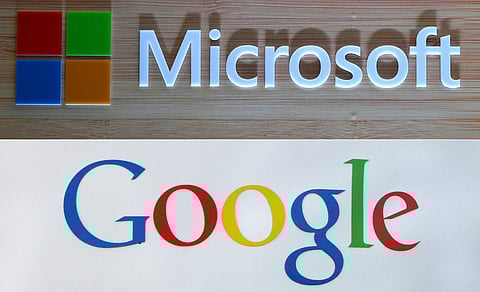 Logos of Microsoft and Google