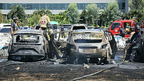 Damaged cars aty NAIA T3 open parking extension