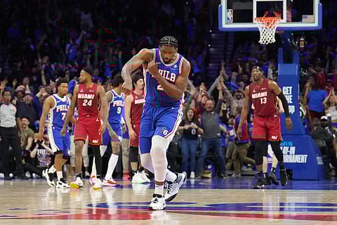 JOEL Embiid delivers 23 points to power the Philadelphia 76ers to a 105-104 win over the Miami Heat in their NBA play-in encounter.