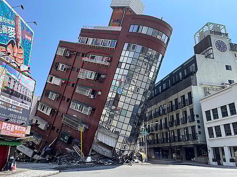(FILE PHOTO) Magnitude A building in Hualien, Taiwan, as shown in this photo taken by Taiwan’s Central News Agency, tilted forward like a man on its knees after a major earthquake hit Taiwan’s east on 3 April. At least nine people were reported dead and more than 900 injured by the 7.5-magnitude earthquake that damaged dozens of buildings and prompted tsunami warnings extending to Japan and the Philippines, which were later lifted.