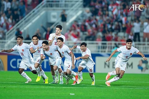 THE Indonesian men’s football team celebrates after posting a historic 11-10 victory over South Korea in the quarterfinals of the
Under-23 Asian Cup.