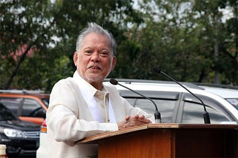 Former Sen. Rene Saguisag gracing the flag ceremony at the Senate of the Philippines on 3 October 2011.