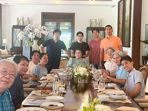 First Family bonding President Ferdinand Marcos Jr. and First Lady Liza Marcos, with their sons, Vinny and Simon, are joined by former First Lady Imelda Marcos, Irene Marcos, Greggy Araneta III, and other family members at a dinner on Sunday after the President’s return to the country from the United States.