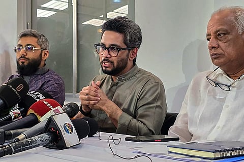 The MV Abdullah's owners, KSRM Group chairman Md. Shahjahan Kabir (C), speaks during a press conference after Somali pirates freed their cargo vessel and its crew members, in Chittagong on 14 April 2024. Somali pirates freed a Bangladesh-flagged cargo vessel and its 23 crew early on 14 April after the shipowners paid a ransom, the company said. The MV Abdullah was carrying more than 55,000 tonnes of coal from Maputo to the United Arab Emirates when it was seized by dozens of pirates around 550 nautical miles (1,000 kilometers) off the Somali coast a month ago.