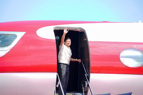 Off to a historic summit President Ferdinand Romualdez Marcos Jr. waves to well-wishers as he departs on Wednesday for Washington, DC, U.S., to attend a historic trilateral meeting with US President Joe Biden and Japanese Prime Minister Fumio Kishida. Marcos said the summit focuses on establishing a framework for joint actions on maritime security and economic cooperation.