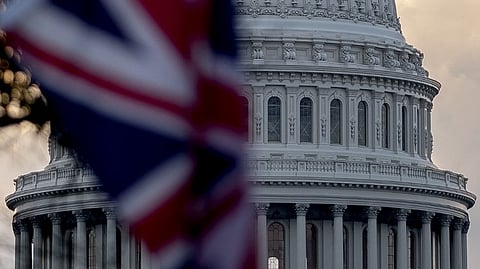 (FILES) The UK flag is flown along Pennsylvania Avenue near the US Capitol in Washington, DC, on 19 September 2022.