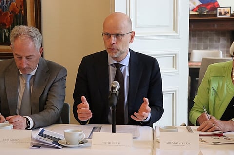 Director-General Michiel Sweers (center) emphasizes the Netherlands' robust agricultural sector and innovative agrologistics capabilities, one particular reason why Dutch firms are eyeing to participate in the mulled construction of the National Food Hub in Clark, Pampanga.
