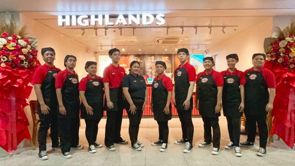 Highlands Coffee staff at the unveiling of its newest branch at NAIA Terminal 2