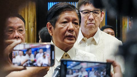 President Ferdinand Marcos Jr. being interviewed by the media