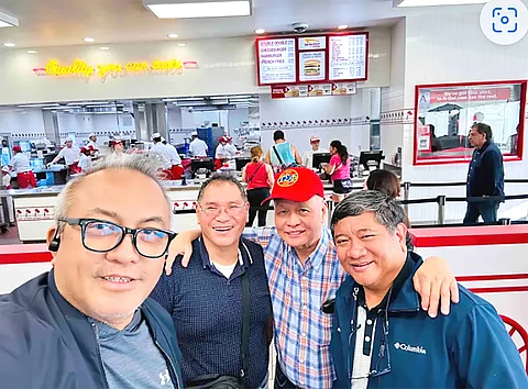 Brods from the Philippines Tito Mora ‘78, Jeff Catotal ‘80, Romy Go ‘80 and USPAA chairman Roel Castro ‘84 at a pitstop on their way to the Las Vegas reunion.