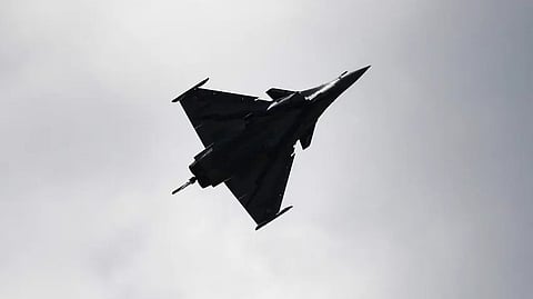 This photograph from June 2023 near Paris shows a Rafale fighter jet, the same model that was used to carried out a first test of firing an updated nuclear-capable missile in May 2024.