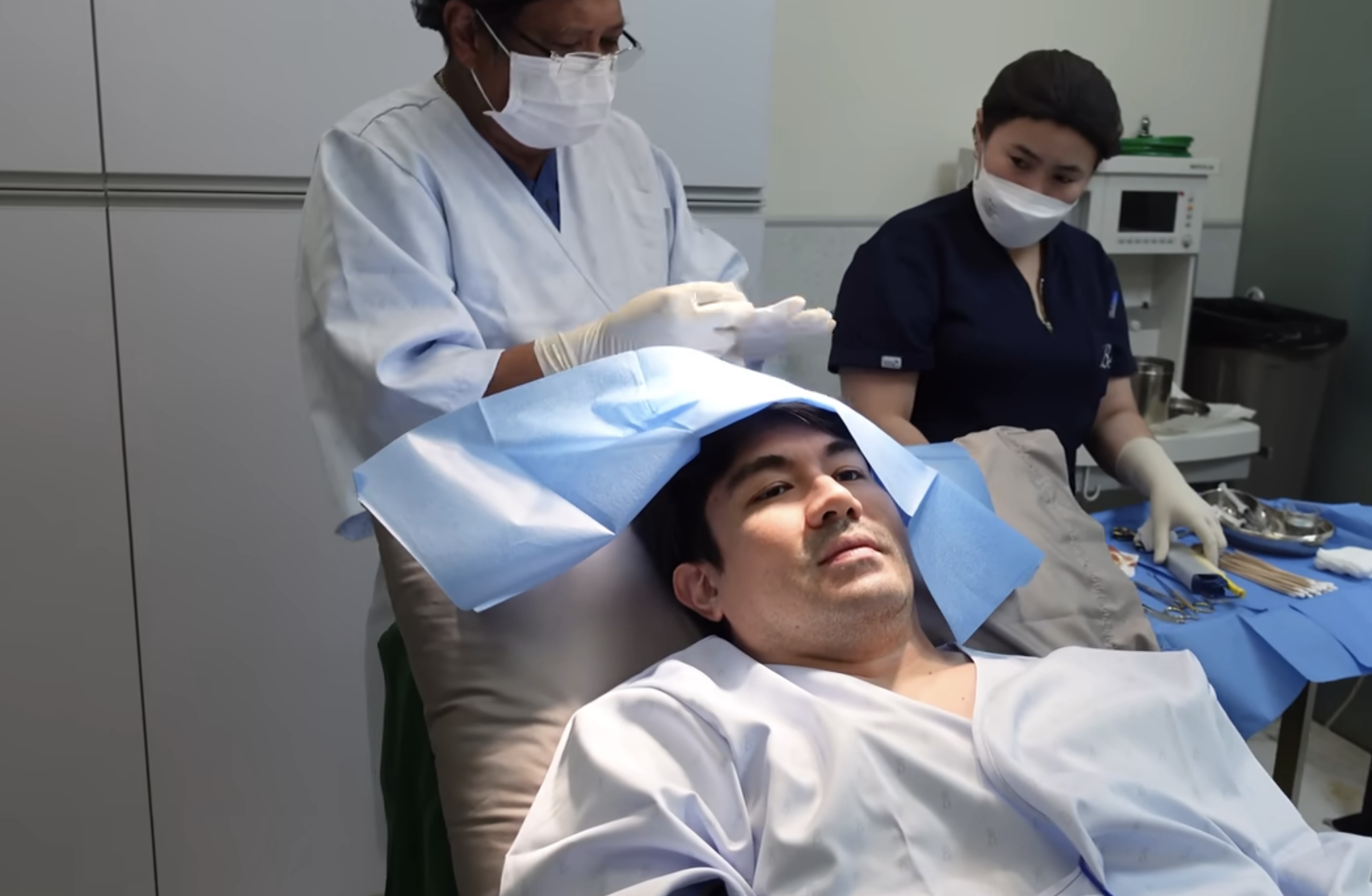 LUIS Manzano undergoes checkup on what is believed to be a lump on his head.
