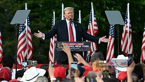 Former US President and Republican presidential candidate Donald Trump speaks during a campaign rally in the South Bronx in New York City on 23 May 2024.
Jim WATSON / AFP